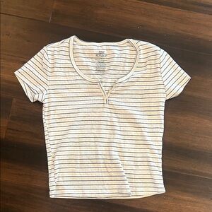 Pink Republic Cream Navy Baby Pink Striped Tee